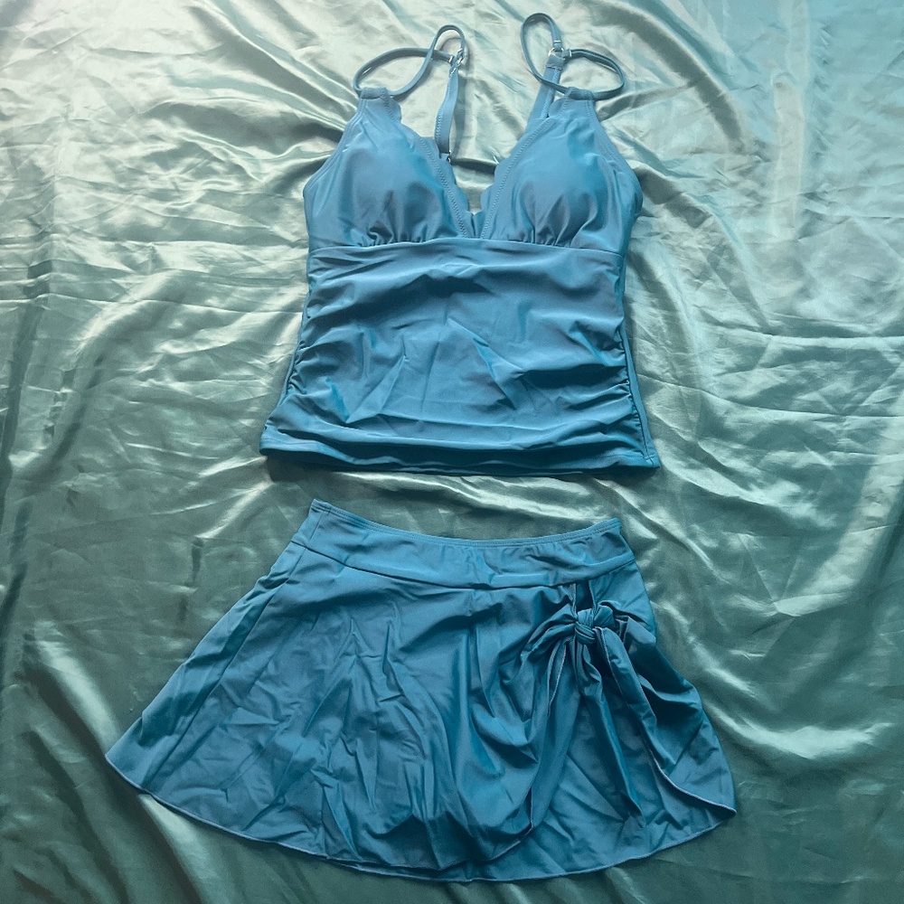 Emerald Green Green Swim Top and Skirt Skort Set 2pcs
